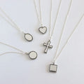 Geometric Minimalist Heart Pendant Necklace Small Cross Sterling Silver 925 Necklace