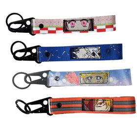 Factory Custom Polyester Lanyard Eagle Beak Buckle Label Short Wrist Strap Keychain With Woven Logo