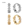 FUAMAY 925 Sterling Silver Sunflower Hoops Pendiente Piercing Ohrringe Earring Circle Gold Rock Punk Crystal Zircon CZ Jewelry