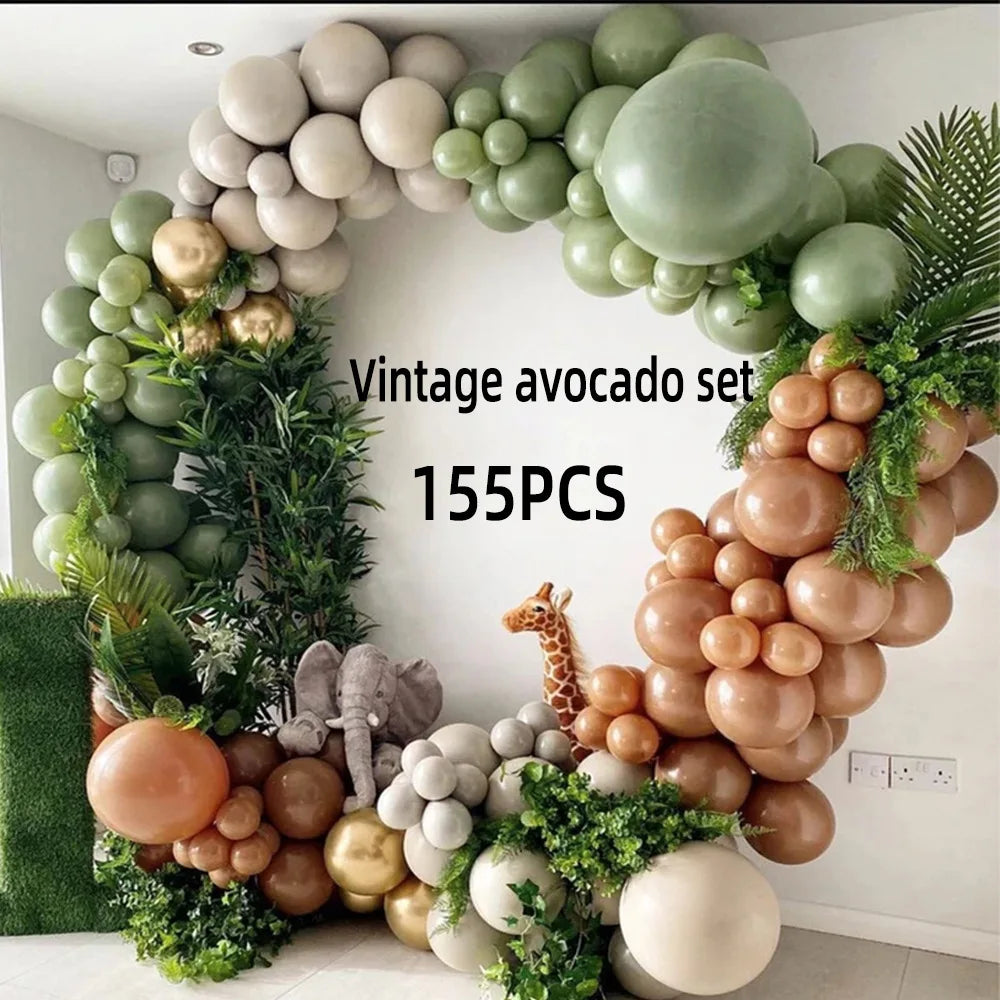 12 Inch Latex Retro Olive Green Arch Balloon Package for Children's Birthday and Wedding Party Decoration Set