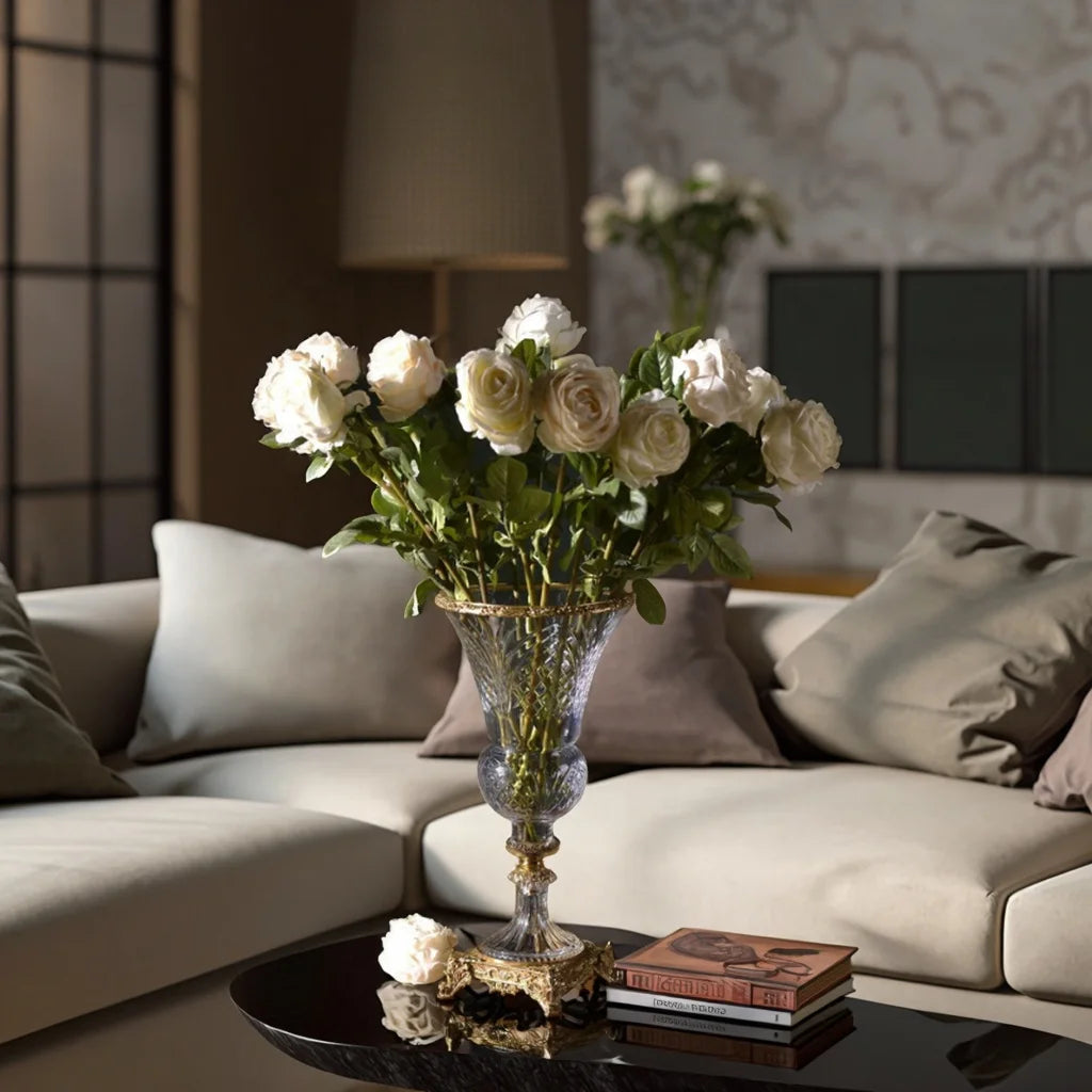 European High-grade Vase Handicraft American Crystal Table Top Vase for Living Room Hotel Home Decoration