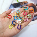 JF1323 Neon Enamel Carabiner Horseshoe Shackles Clasp Carabiner Lock Connector Claw for Jewelry Necklace Making