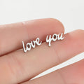 AA01282 Gift Daily Jewelry New Gold Tiny Initial Letter Ear Stud Stainless Steel Love Charm Earrings for Women