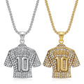 Hip Hop Jewelry Necklace Full Diamond MESSI 10 Football Shirt Pendant Necklace
