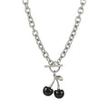 SC Tide Cold Wind Design Sense Stainless Steel Necklace Fashion Hip-hop Black Cherry Pendant Neck Chain Necklace for Women