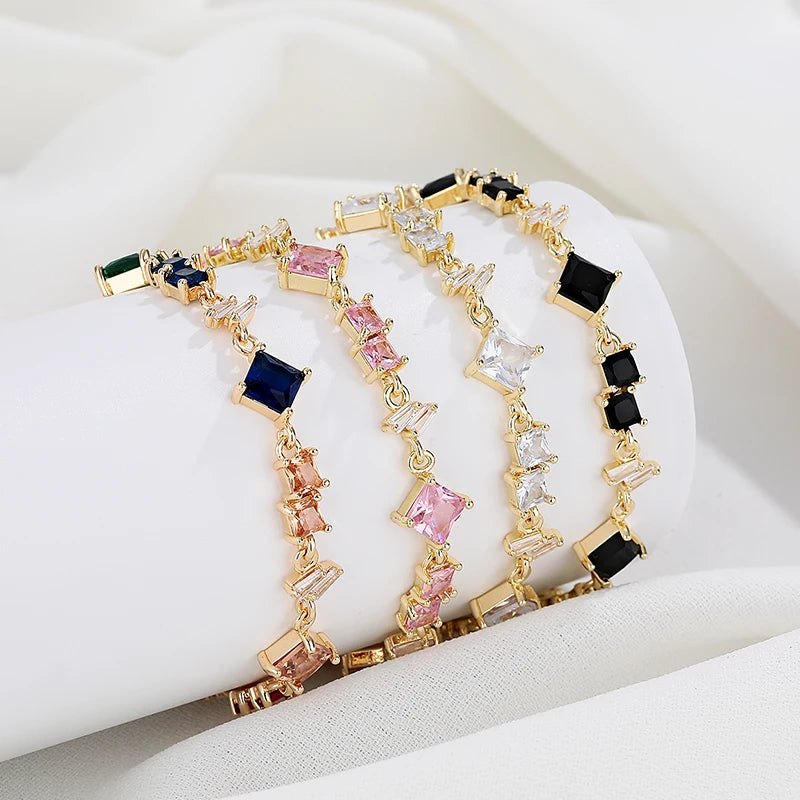 Cosmic Radiance Spectrum Wholesale Color Aaa Zircon Bracelet Femme 18K Gold Plated Jewelry for Women