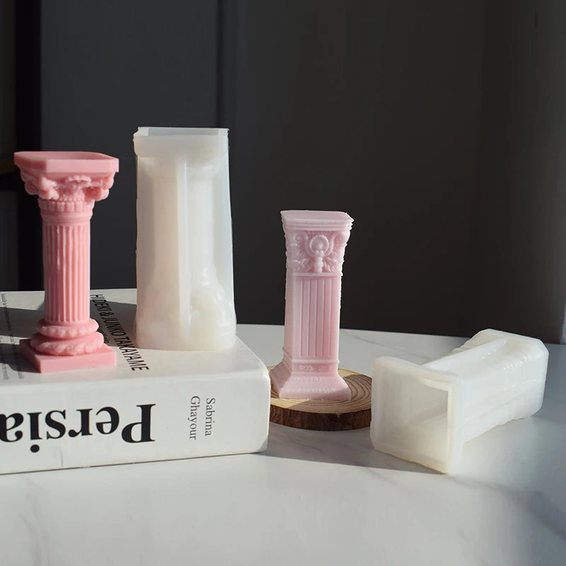 Best Selling Creative Manual Incense Stone Ornaments Rome Column Incense Candle Silicone Mold Eco-Friendly DIY Scented OPP Bag