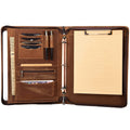 Vintage Brown Portfolio Binder Professional Padfolio Organizer with 3 Ring Business Portfolio Folder with Clipboard