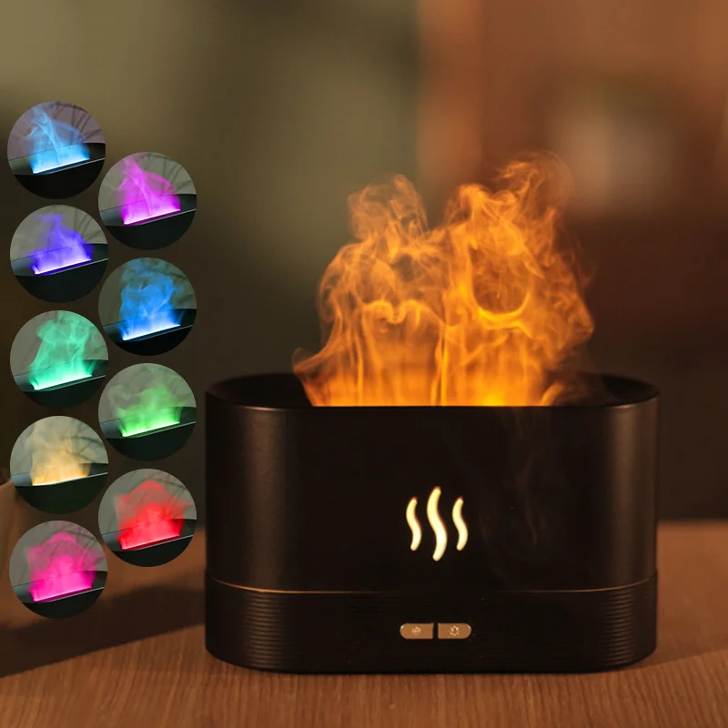 Flame Humidifier 180ml Cool Mist Maker Fire Diffuser Essential Oil Flame Diffuser for Household