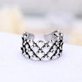 925 Sterling Silver Opening Ring Temperament Four Leaf Flower Retro Personality Simple Versatile Accessories Wholesale