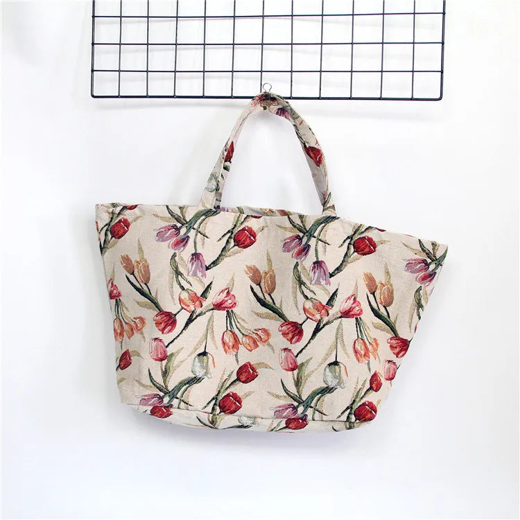 Reusable Wholesale Custom Tapestry Tote Bag Cotton Shopping Bags with logo Jacquard Bag