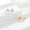 Merryshine S925 Sterling Silver Fine Jewelry Good Luck 18k Gold 3 Leaf Clover Irish Shamrock Earrings