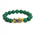 100% Natural Stone Chinese Feng Shui Pi Xiu Wristband Gold Wealth & Good Luck Pixiu Bracelet for Men Women Unisex