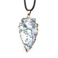 HZ Wholesale Stone Moss Agate Arrowhead Gold Electroplated Edge Pendant Charm Pendant Stone Pendants