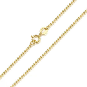 Yellow Gold 18K AU750 Gold Bead Chain Necklace Round Ball Necklace Chain Women 18 Karat Clavicle Necklace 16''18'' Italy Jewelry