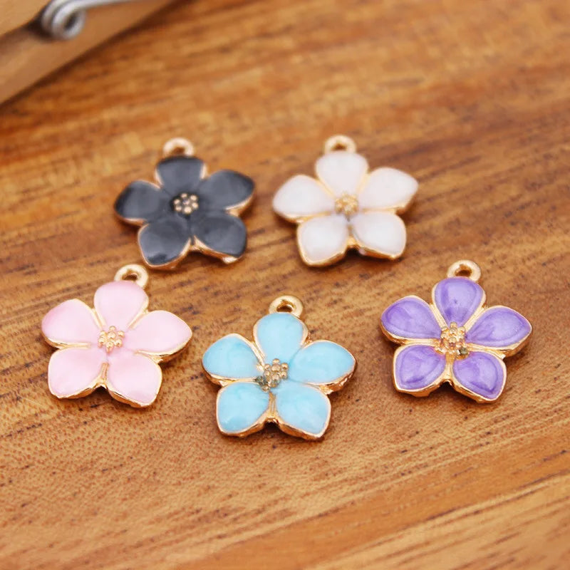 20pcs 17x14.5mm Enamel Flower Charms Pendant for Jewelry Making Supplies Metal DIY Jewelry Making Findings Accessories