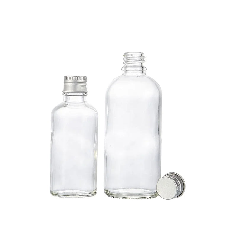 5ml 10ml 30ml 50ml 100ml  clear Glass Essential Oil Dropper Bottles for Cosmetic with Aluminum Cap