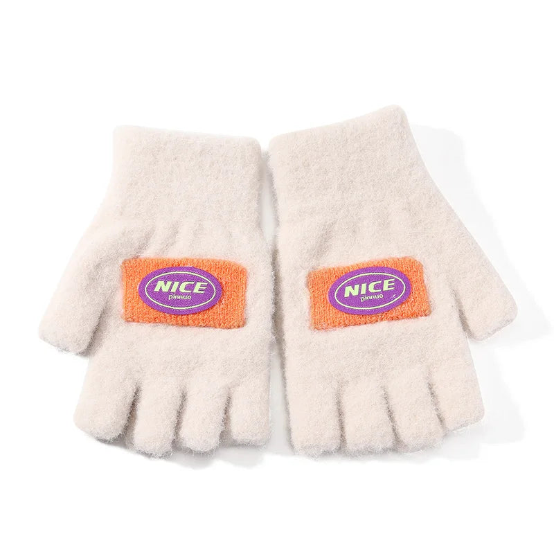 Fashion Girls Texting Fingerless Women Winter Warm Knit Gloves
