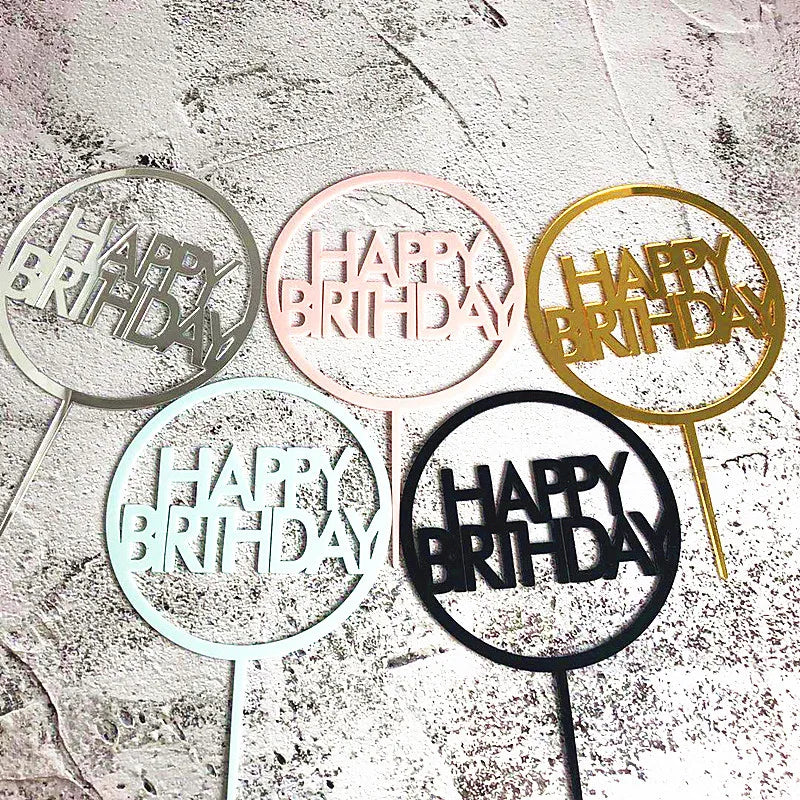 Acrylic Cake Topper Party Table Dessert Decorated Happy Birthday Party Cake Toppers Hot Sale Cake Decoration XQ277