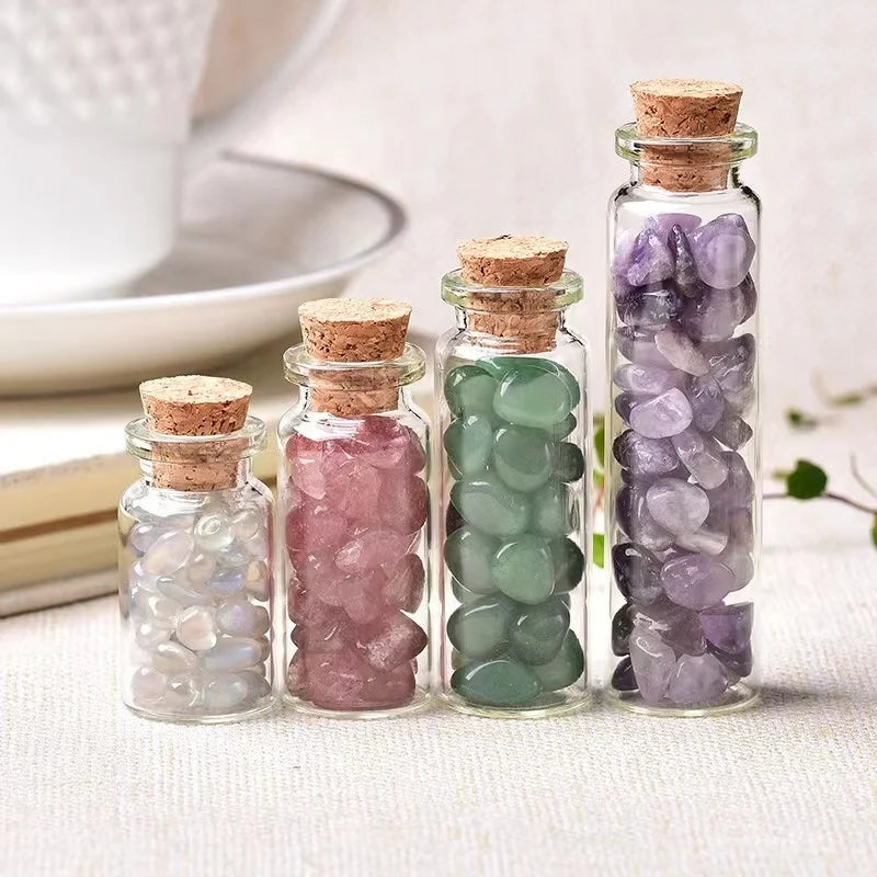 Wholesale Natural Healing Crystals Stone Wishing Bottle Quartz Gravel Crystal Chip Stone Bottles