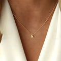 A-Z 26 Letters Tiny Initial Charm Necklace 18K Gold Plated Stainless Steel for Women Party Wedding Anniversary Jewelry