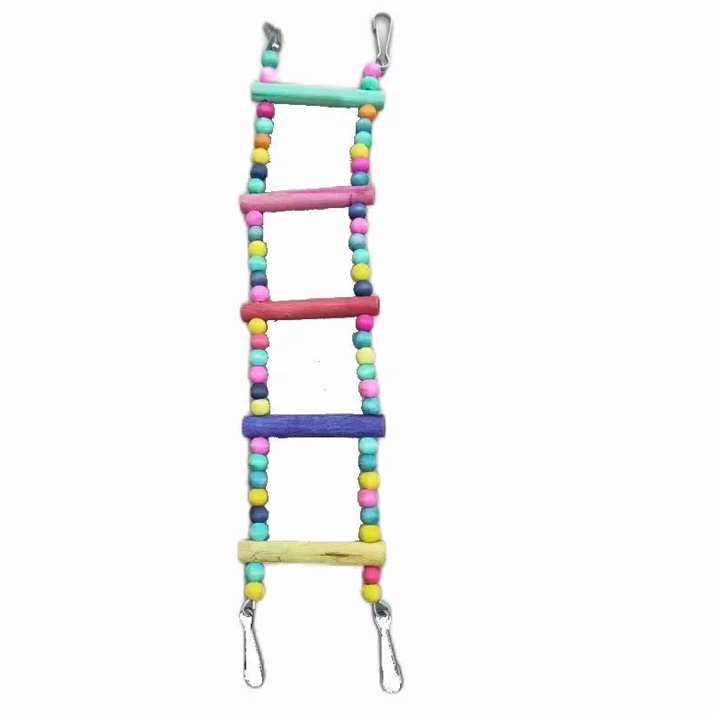 Tpet Bird Parrot Toys Ladders Cage Funny Perch Training Swing Hanging Pet Bird Hammock Rainbow Bridge Wooden Metal Eco-Friendly
