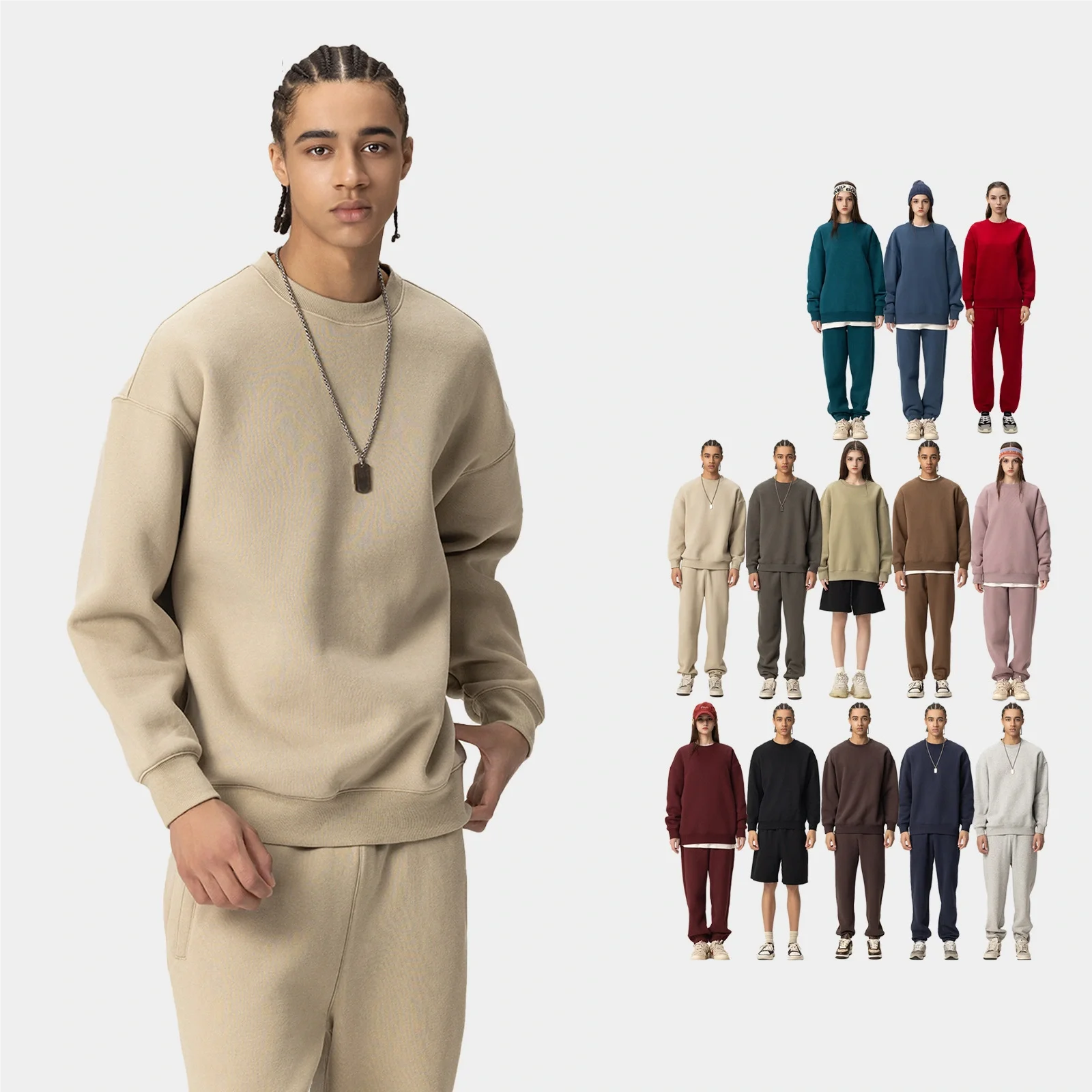 Custom Street Fashion Wear 350g Crewneck Oversized Unisex Blank Sweatshirt Pullovers Hoodies Customizable logo