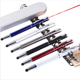 4 in 1 Multifunctional Stylus Touch Screen Laser Point Pen Metal Ballpoint Pen with LED Light Ballpoint Pen for Phone