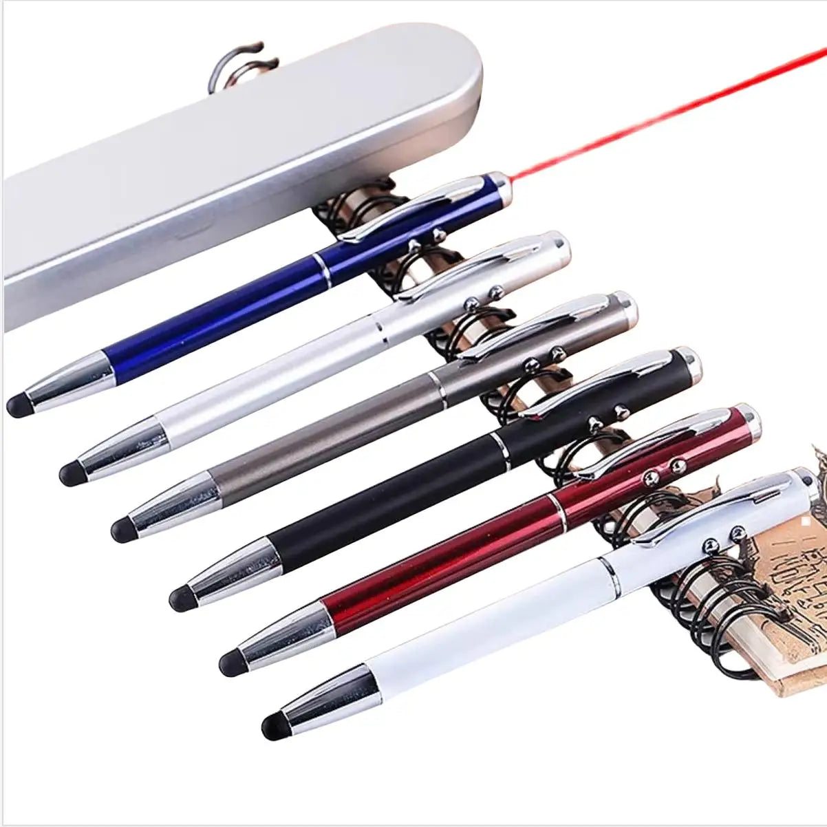 4 in 1 Multifunctional Stylus Touch Screen Laser Point Pen Metal Ballpoint Pen with LED Light Ballpoint Pen for Phone
