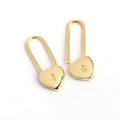 NEW Fashion Jewelry 925 Sterling Silver Heart Earrings Custom Minimalist Long Lock Shape Hoop Earring With 18K Gold Plated Women