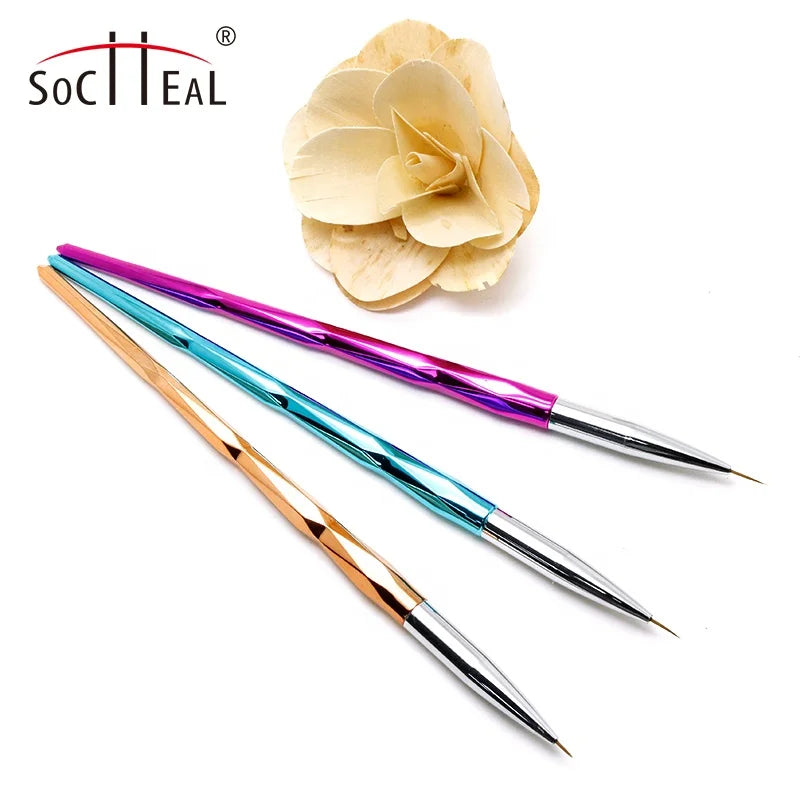 3pcs 5mm 8mm 9mm Thin Liner Nail Brush Painting Brush Nail Dotting Tool Nail Drawing Detail Design Pen Set MegaBDM