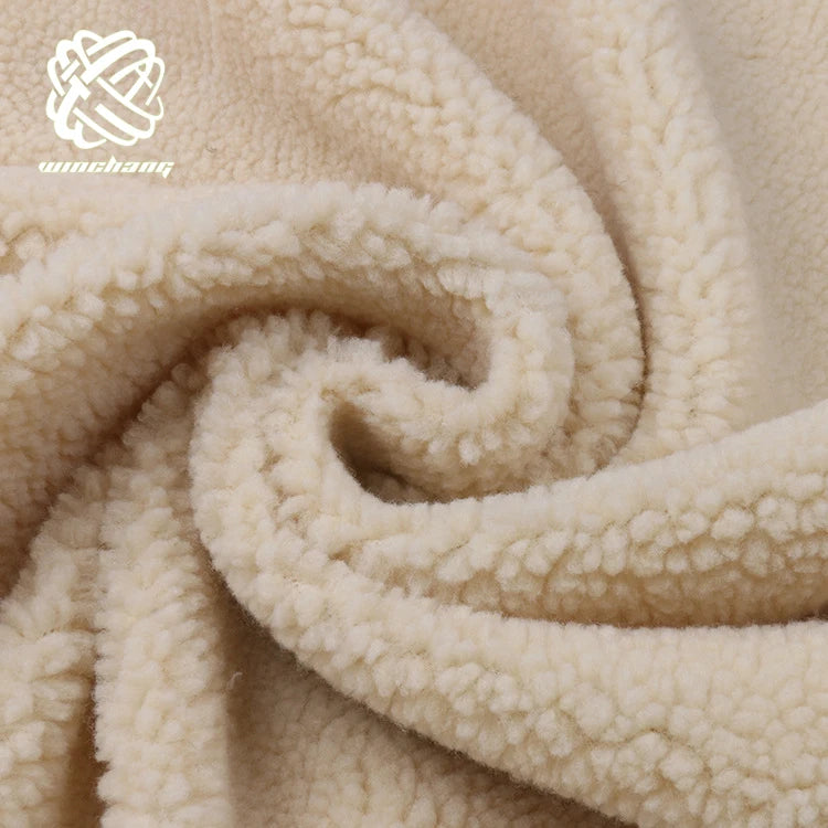 Sherpa Material 30% 50% 100% Recycled Polyester Sherpa Fleece Faux Fur Plush Fabric for Jacket Boots Lining