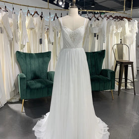 Jancember LSSG060 Stylish Sleeveless Bridal Wedding A-line Formal Gowns Dresses