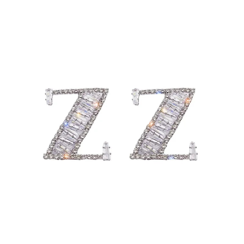 Factory Wholesale Drop Shipping Letter Women Zircons Stud Earrings for Jewelry Gift Accessories
