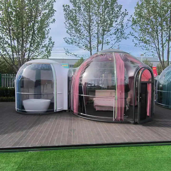 Full House Transparent Outdoor Polycarbonate Accommodation Stay Forest Dome Finn Lough Igloo Bubble Room