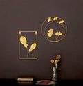 Metal Gingko Leaves Wall Sculptures Home Interior Lobby Display Gold Iron Frame Flower Wall Decoration Hanging Art Decor