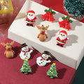 Christmas Gift Tree Snowman Santa Claus Reindeer Bell Design Korean Style Resin Statement Earring Girl's Stud Earrings