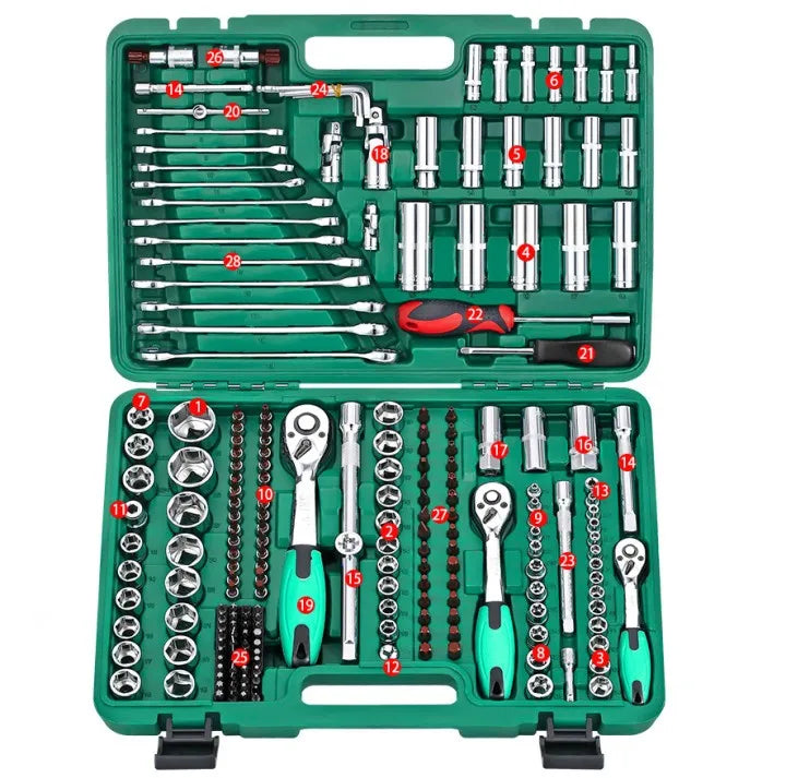 Srunv Hot Sell Chrome Vanadium Household Tool Set Multi Function Allen Car Tool Kit Box Hex Socket Set Screw Ratchet Wrench Set