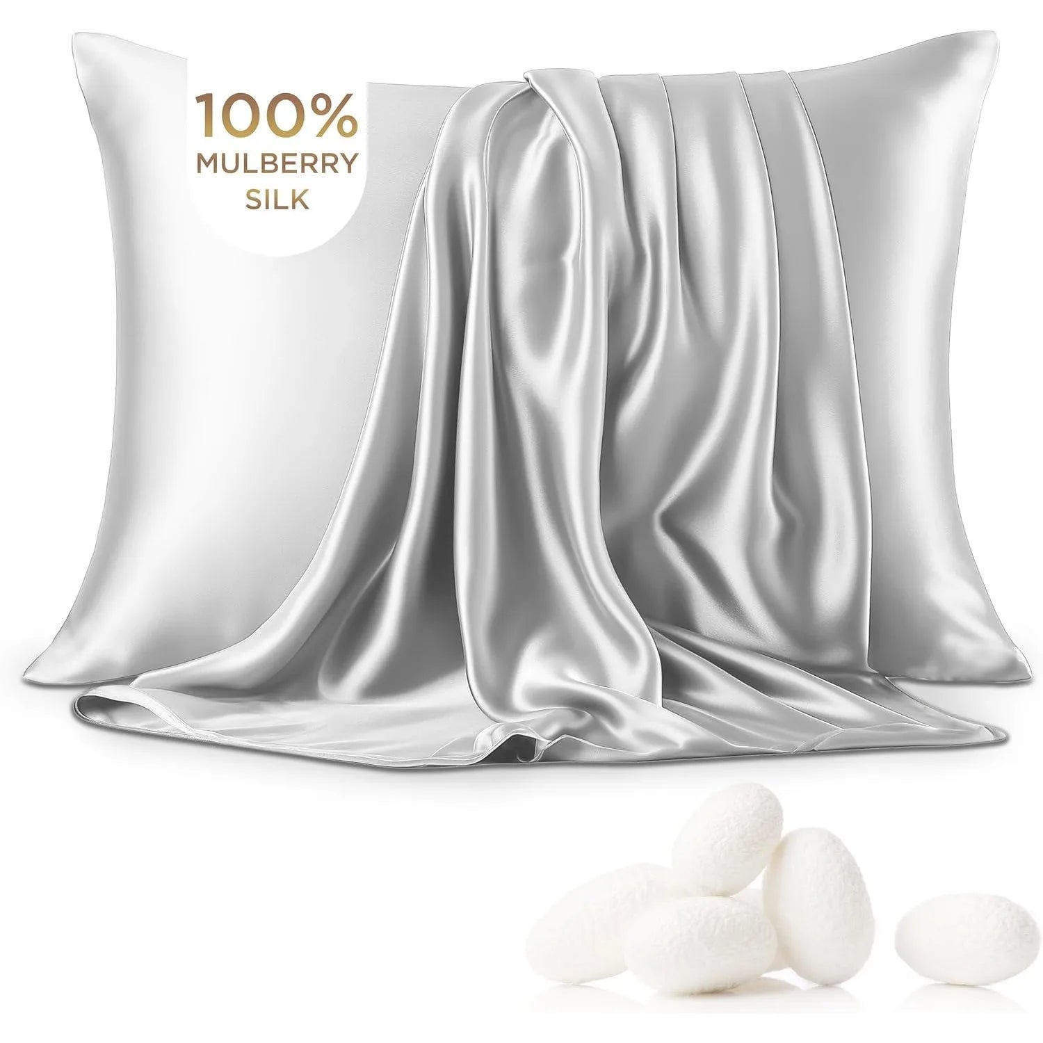 100% Mulberry Silk Pillowcase 51*76cm Grade 6A Cooling Silk Pillowcase Hidden Zipper