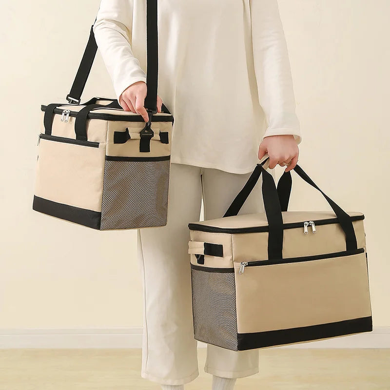 Korean Oxford Cloth Large Capacity Cooler Bags for Women Men Tote Insulated Leakproof Lunch Bag Outdoor Travel Picnic Bags