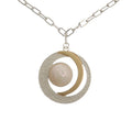 Boho Jewelry Irregularly Stone Two Tone Round Pendants Insert Moon Charm Fashionable  Jewelry Necklace