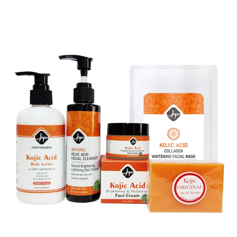 Private Label Kojic Acid Lightening Cream Whitening and Anti Ageing Acne Aloe Vera Skin Care Beauty Sets with logo