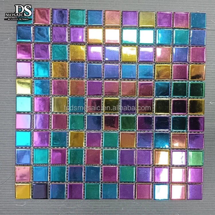 Square Colourful Metal Tile Factory Supply Glazed Finished Kitchen Backsplash Wall Floor Ceramic Bottom Mosaic Tiles