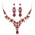 New Gold Plated Diamond Necklace Earrings Colorful Adjustable Bridal Necklace Long Earrings Set Pentagram Necklace Earrings Set