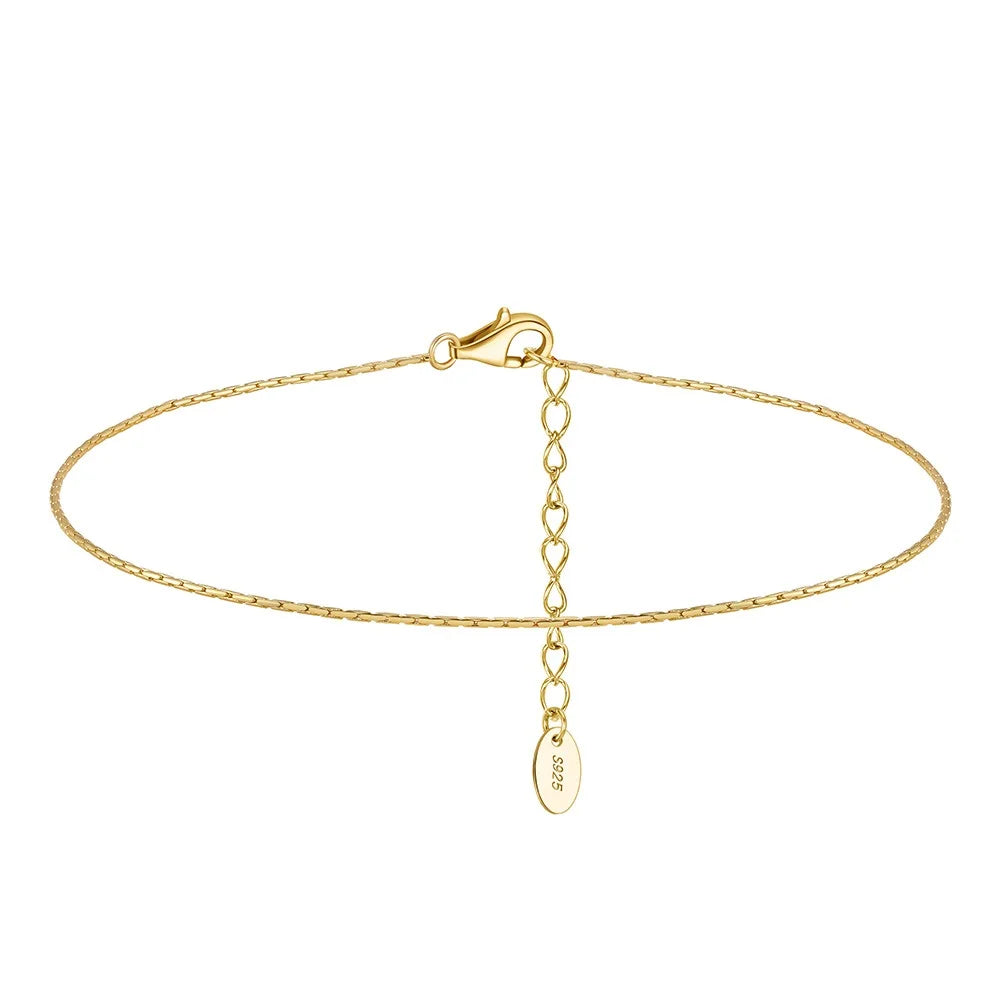 ACME  S925 Sterling Silver  Bamboo Bead Thin Beach Summer Holiday Party Bracelet Anklet for Party Women Gift