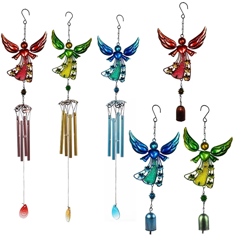 Fairy Bell Wind Chimes Metal Pathway Garden Indoor Outdoor Decorations Glass Painting Hanging Ornament