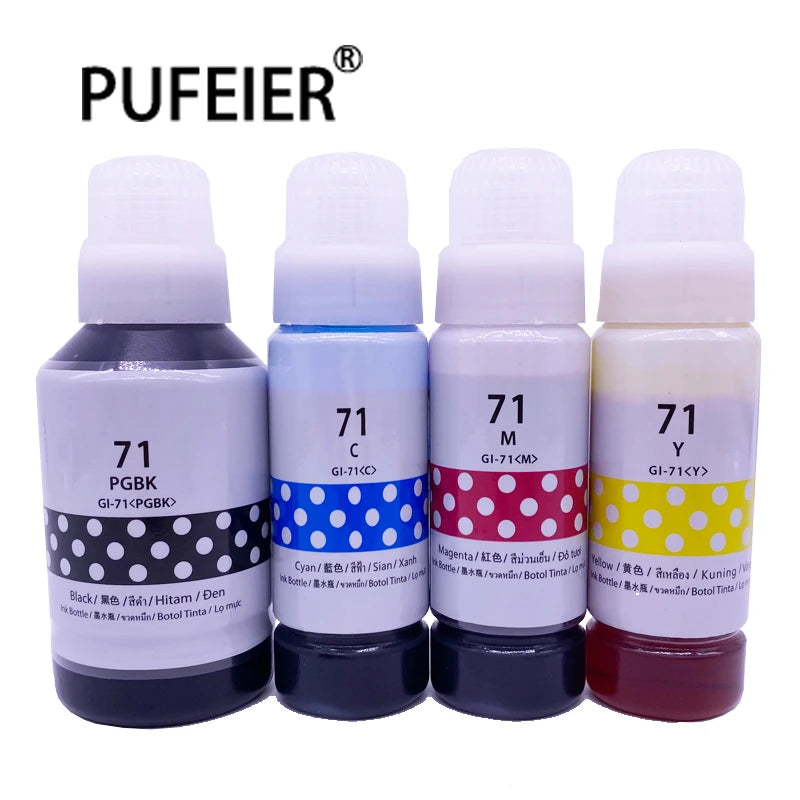 GI-71 GI71 Bottle Refill Dye Based Ink Kit Compatible for Canon G1020 G2020 G3020 G3060 G5070 G6070 G7070 Inkjet Printer Dye Ink MegaBDM