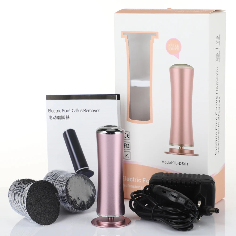 Hailicare Aluminum Alloy DC 12V 1.5A Electric Foot Callus Remover Pedicure Machine with US/EU Plug 600RPM for Feet