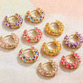 New Creative Personality Trend Greased Circle Vintage Copper Plated Check Earrings