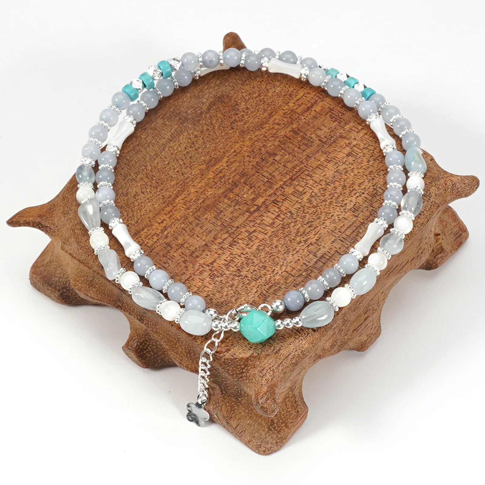 Natural Aquamarine Stone Necklace for Women Fashion Design Crystal Energy Stone Jewelry Gemstone Beaded Necklace Bracelet